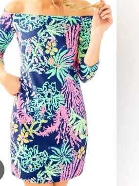 Lilly Pulitzer Off-Shoulder Laurana mini dress in Indigo all a Glow